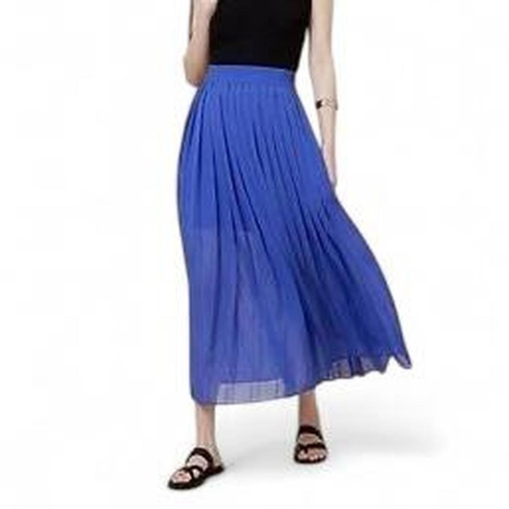 RUCHED-WAIST PLEATED MAXI SKIRT Banana Republic blue pleated maxi skirt Size XL